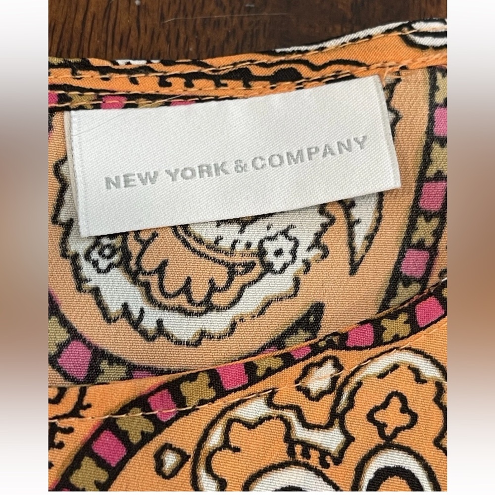 New York & Co orange paisley boho hippie ladies tunic top size XL lightweight - Picture 8 of 11